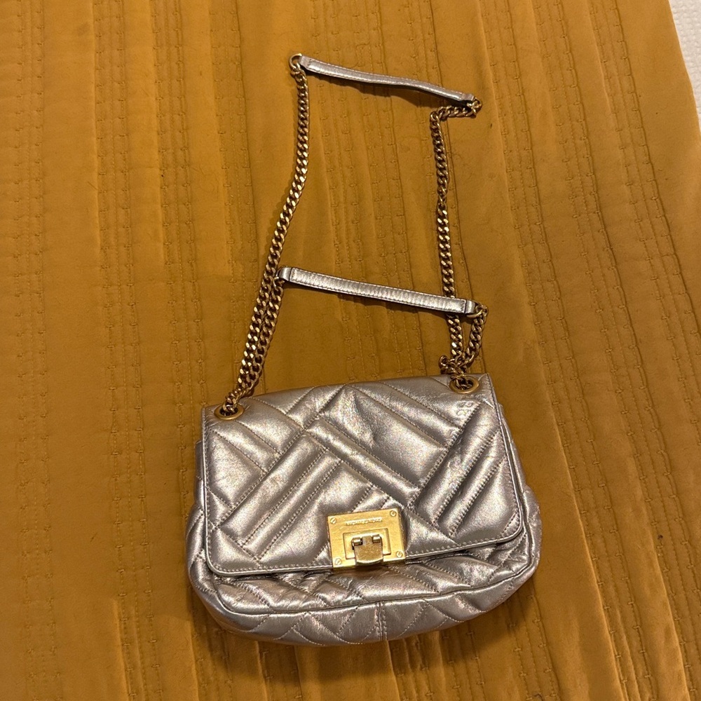 Gold Michael Kors Quilted Chain Shoulder Bag